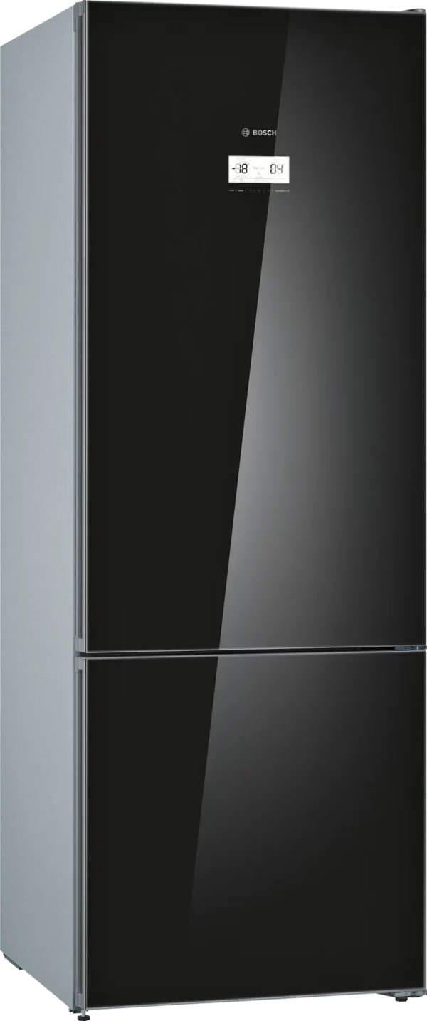 Bosch Series 6 Free-standing Fridge-freezer With Freezer At Bottom, Glass Door 193 x 70 cm Black – KGN56LB3K5