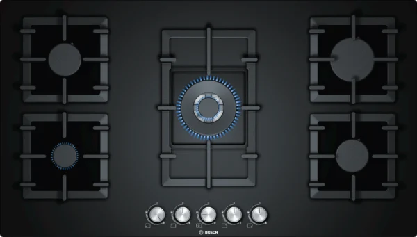 Bosch Series 6 gas hob 90 cm Tempered glass, Black PPQ9B6O90M